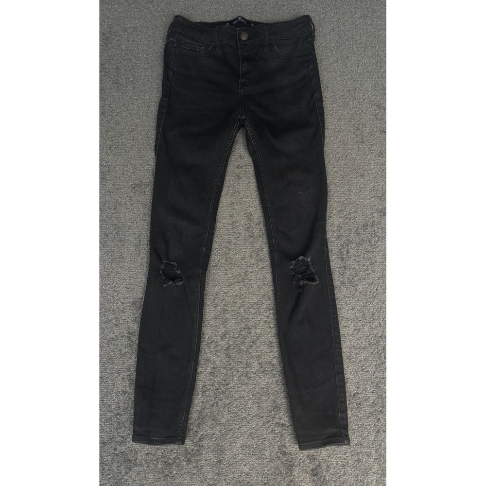 Hollister High Rise Super Skinny Jeans Women's Size 0S Black Belt Loops Zip Fly